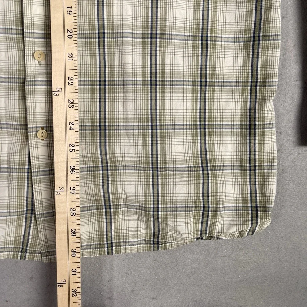 Timberland Casual Button Front Shirt Men Medium Beige Plaid Long Sleeve‎